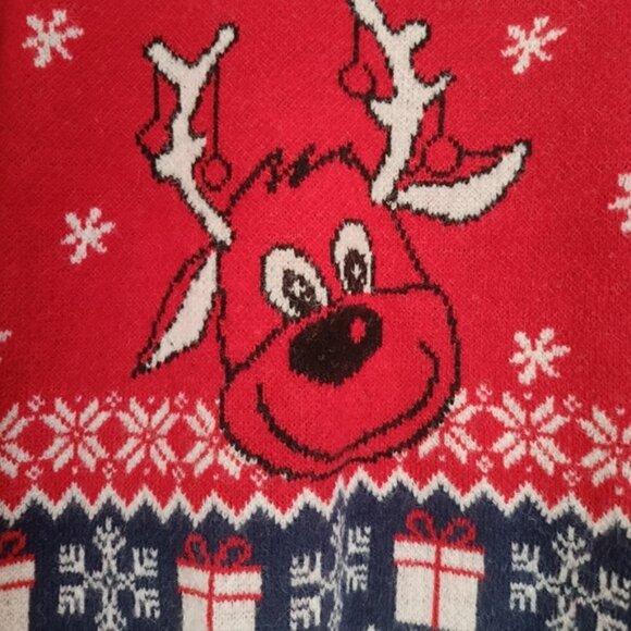 M🎄Festive Red Reindeer Ugly Holiday Sweater for Men Unisex - Picture 4 of 7